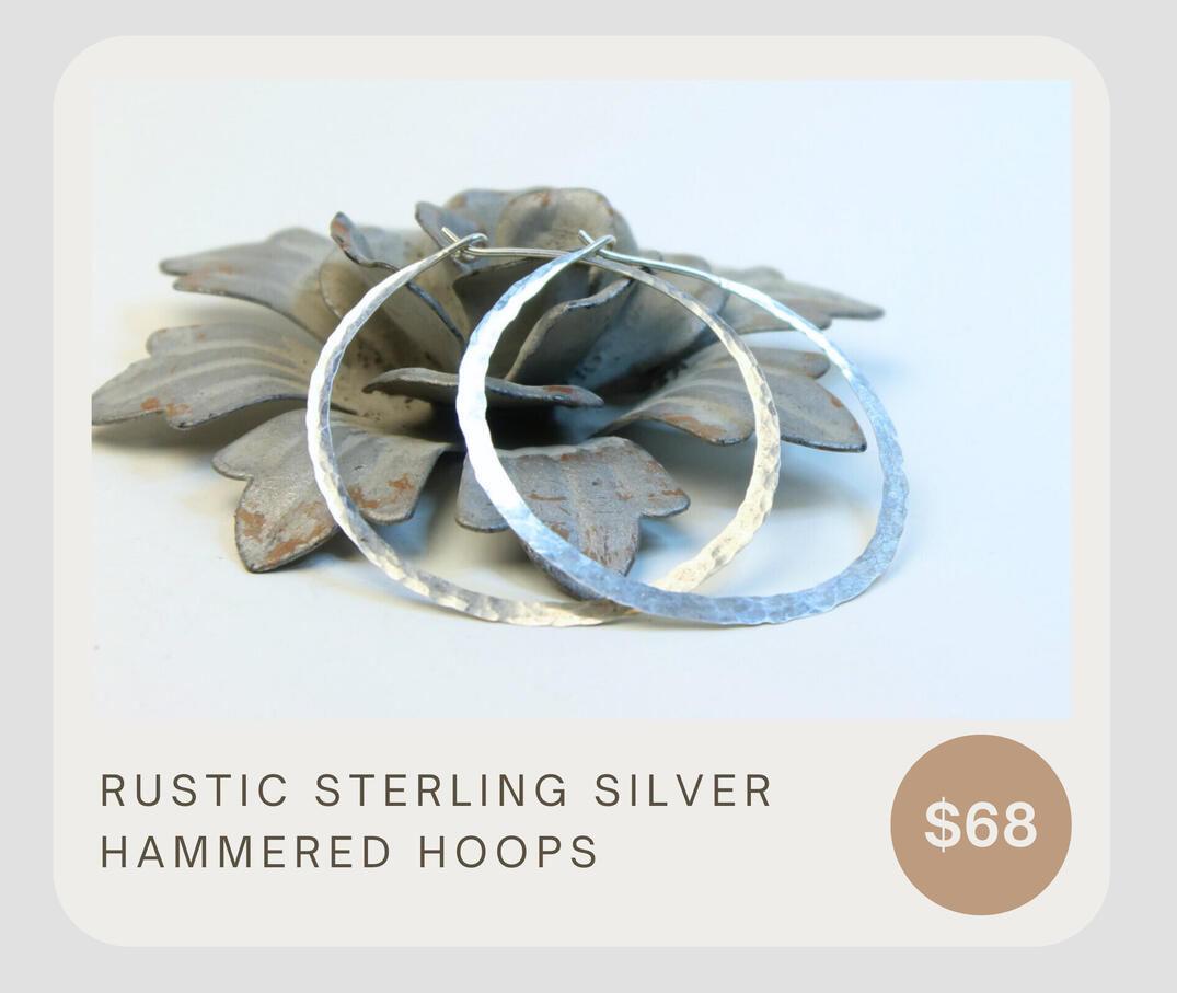 Handmade rustic boho 2 inch hoops. Sure to be a staple item for any wardrobe. These modern minimalist earrings are slightly larger in diameter than standard ear wires- 18 gauge. These tribal hoops are classy, classic, and unique.